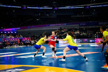 DORTMUND, GERMANY - 7 Aralık 2025: Deila Live Rushfeldt - Dünya Bayanlar Hentbol Şampiyonası 2025 Norveç - Brezilya - Westfallenhalle.