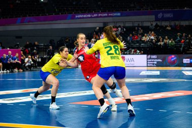 DORTMUND, GERMANY - 7 Aralık 2025: Deila Live Rushfeldt - Dünya Bayanlar Hentbol Şampiyonası 2025 Norveç - Brezilya - Westfallenhalle.