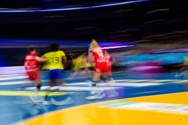 DORTMUND, GERMANY - 7 ARALIK, 2025 Kadınlar Hentbol Dünya Şampiyonası 2025 Norveç - Brezilya - Westfallenhalle.