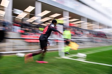 LEVERKUSEN, GERMANY - 10 ARALIK, 2025: Jeremiah Mensah - UEFA Gençlik Ligi Bayer 04 Leverkusen - Bayena United Newcastle maçı.