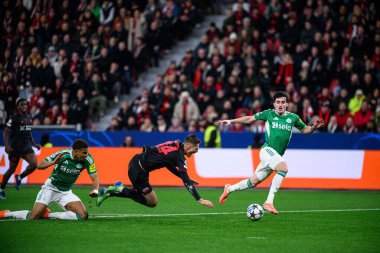 LEVERKUSEN, GERMANY - 10 ARALIK, 2025: - UEFA Şampiyonlar Ligi, Bayer 04 Leverkusen-Newcastle United maçı Bayarena 'da.