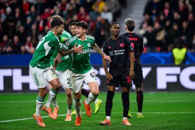 LEVERKUSEN, ALMANY - 10 ARALIK 2025: Lewis Miley, gol - UEFA Şampiyonlar Ligi, Bayer 04 Leverkusen - Newcastle United maçı Bayena 'da.