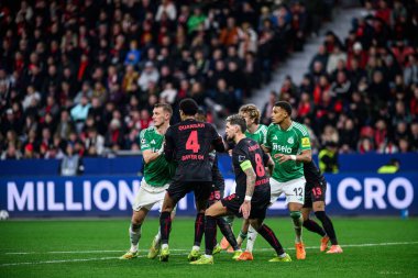 LEVERKUSEN, GERMANY - 10 ARALIK, 2025: - UEFA Şampiyonlar Ligi, Bayer 04 Leverkusen-Newcastle United maçı Bayarena 'da.
