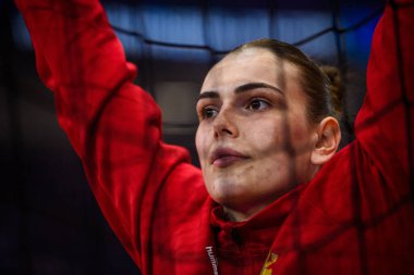 DORTMUND, GERMANY - 9 Aralık 2025: Ivana Godec - Dünya Bayanlar Hentbol Şampiyonası 2025 Norveç ve Karadağ Westfallenhalle 'de karşı karşıya.