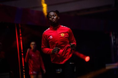 DORTMUND, GERMANY - 9 Aralık 2025: Armelle Attingre - Dünya Bayanlar Hentbol Şampiyonası 2025 Norveç ve Karadağ Westfallenhalle 'de karşı karşıya.