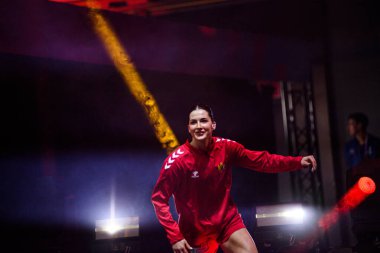 DORTMUND, GERMANY - 9 Aralık 2025: Jelena Vukceviç - Dünya Bayanlar Hentbol Şampiyonası 2025 Norveç ve Karadağ Westfallenhalle 'de karşı karşıya.