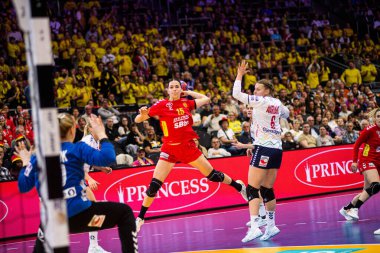 DORTMUND, GERMANY - 9 Aralık 2025: Jelena Vukceviç - Dünya Bayanlar Hentbol Şampiyonası 2025 Norveç ve Karadağ Westfallenhalle 'de karşı karşıya.