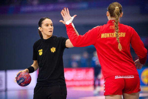 DORTMUND, GERMANY - 9 Aralık 2025: Nina Bulatoviç - Dünya Bayanlar Hentbol Şampiyonası 2025 Norveç ve Karadağ Westfallenhalle 'de karşı karşıya.