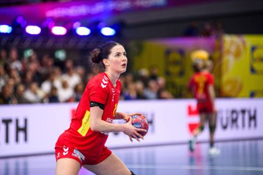 DORTMUND, GERMANY - 9 Aralık 2025: Jelena Vukceviç - Dünya Bayanlar Hentbol Şampiyonası 2025 Norveç ve Karadağ Westfallenhalle 'de karşı karşıya.