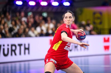 DORTMUND, GERMANY - 9 Aralık 2025: Jelena Vukceviç - Dünya Bayanlar Hentbol Şampiyonası 2025 Norveç ve Karadağ Westfallenhalle 'de karşı karşıya.