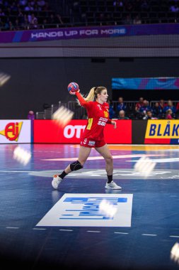 DORTMUND, GERMANY - 9 Aralık 2025: Matea Pletikosiç - Dünya Bayanlar Hentbol Şampiyonası 2025 Norveç ve Karadağ Westfallenhalle 'de karşı karşıya.