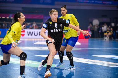 DORTMUND, GERMANY - 9 Aralık 2025: Nina Engel - Dünya Bayanlar Hentbol Şampiyonası 2025 Almanya 'nın Westfallenhalle' de Brezilya 'ya karşı.