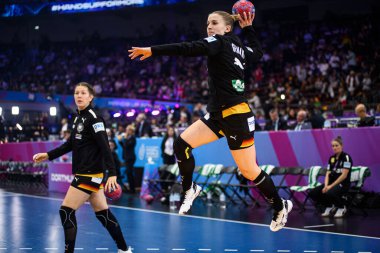 DORTMUND, GERMANY - 9 ARALIK, 2025 Kadınlar Hentbol Dünya Şampiyonası 2025 Almanya, Westfallenhalle 'de Brezilya' ya karşı.