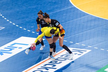 DORTMUND, GERMANY - 9 ARALIK, 2025 Kadınlar Hentbol Dünya Şampiyonası 2025 Almanya, Westfallenhalle 'de Brezilya' ya karşı.