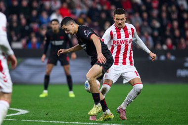 LEVERKUSEN, GERMANY - 13 ARALIK, 2025: Ibrahim Maza, Said El Mala - Bundesliga maçı Bayer 04 Leverkusen 1.FC Koeln 'e karşı Bayena' da.