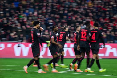 LEVERKUSEN, GERMANY - 13 Aralık 2025: Nathan Tella - Bundesliga maçı Bayer 04 Leverkusen, Bayarena 'da 1.FC Koeln' e karşı.