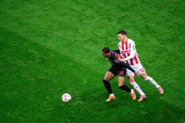 LEVERKUSEN, GERMANY - 13 Aralık 2025: Arthur, Said El Mala - Bundesliga maçı Bayer 04 Leverkusen ile Bayena 'da 1.FC Koeln karşılaşması.