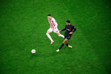 LEVERKUSEN, GERMANY - 13 ARALIK 2025: Said El Mala, Jarell Quansah - Bundesliga maçı Bayer 04 Leverkusen 'e karşı 1.FC Koeln.