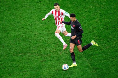 LEVERKUSEN, GERMANY - 13 ARALIK 2025: Said El Mala, Jarell Quansah - Bundesliga maçı Bayer 04 Leverkusen 'e karşı 1.FC Koeln.