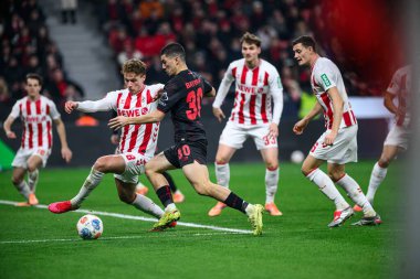 LEVERKUSEN, GERMANY - 13 ARALIK 2025: İbrahim Maza - Bundesliga maçı Bayer 04 Leverkusen 'e karşı Bayarena' da 1.FC Koeln.