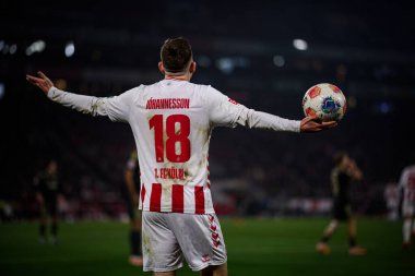 Kolej, Almanya - 20 Aralık 2025: Isak Johannesson - 1. Bundesliga maçı 1.FC Koeln 1 'e karşı. FC Union Berlin, Rhein Enerji Stadyumu.