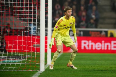 COLOGNE, Almanya - 20 ARALIK, 2025 Frederik Roennow - 1. Bundesliga maçı 1.FC Koeln 1 'e karşı. FC Union Berlin, Rhein Enerji Stadyumu.