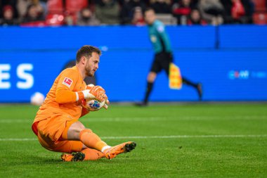 LEVERKUSEN, Almanya - 10 HAZİRAN, 2026: Mark Flekken - 1. Bundesliga maçı Bayer 04 Leverkusen, Bayarena 'da Vfb Stuttgart' a karşı..