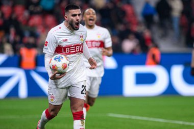 LEVERKUSEN, ALMANY - 10 HAZİRAN, 2026: Deniz Undav, gol - 1. Bundesliga maçı Bayer 04 Leverkusen, Bayarena 'da Vfb Stuttgart' a karşı..