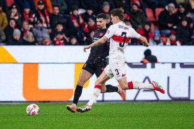 LEVERKUSEN, Almanya - 10 HAZİRAN, 2026: Martin Terrier, Ramon Hendriks - 1. Bundesliga maçı Bayer 04 Leverkusen, Bayarena 'da Vfb Stuttgart' a karşı..
