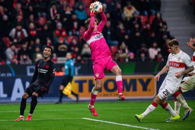 LEVERKUSEN, ALMANY - 10 HAZİRAN, 2026 Alexander Nuebel - 1. Bundesliga maçı Bayer 04 Leverkusen, Bayarena 'da Vfb Stuttgart' a karşı..