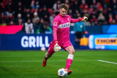 LEVERKUSEN, ALMANY - 10 HAZİRAN, 2026 Alexander Nuebel - 1. Bundesliga maçı Bayer 04 Leverkusen, Bayarena 'da Vfb Stuttgart' a karşı..