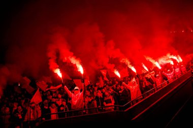 COLOGNE, GERMANY - 14 Ocak 2026: 1 Bundesliga futbol maçı. FC Koeln, FC Bayern Münih 'e karşı. Rhein Enerji Stadyumunda