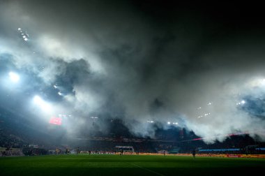 COLOGNE, GERMANY - 14 Ocak 2026: 1 Bundesliga futbol maçı. FC Koeln, FC Bayern Münih 'e karşı. Rhein Enerji Stadyumunda