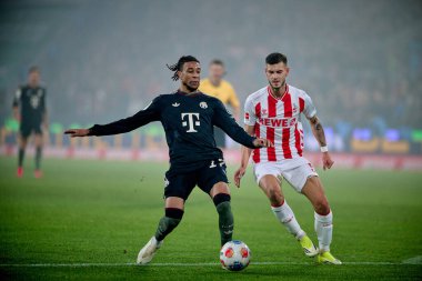 COLOGNE, Almanya - 14 Ocak 2026: Michael Olise, Tom Krauss, 1.Bundesliga 1. FC Koeln, FC Bayern Münih 'e karşı. Rhein Enerji Stadyumunda