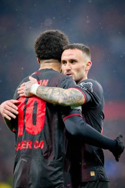 LEVERKUSEN, GERMANY - 28 HAZİRAN, 2026: Malik Tillman, Aleix Garcia - Bayer 04 Leverkusen ile Villareal FC arasında oynanan UEFA Şampiyonlar Ligi futbol maçı.