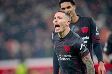 LEVERKUSEN, GERMANY - 28 HAZİRAN, 2026: Alejandro Grimaldo, gol - Bayer 04 Leverkusen ile Villareal FC arasında oynanan UEFA Şampiyonlar Ligi futbol maçı.