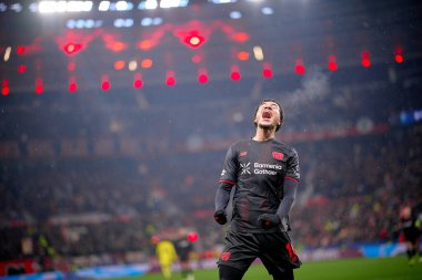 LEVERKUSEN, GERMANY - 1 HAZİRAN, 2023: Malik Tillman, gol - Bayer 04 Leverkusen ile Villareal FC arasındaki UEFA Şampiyonlar Ligi maçı.