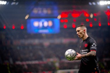 LEVERKUSEN, GERMANY - 28 HAZİRAN, 2026: Alejandro Grimaldo - Bayer 04 Leverkusen ile Villareal FC arasındaki UEFA Şampiyonlar Ligi maçı.