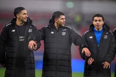 LEVERKUSEN, GERMANY - 28 HAZİRAN, 2026: Equi Fernandez, Exequiel Palacios, Montrell Culbreath - Bayer 04 Leverkusen ile Villareal FC arasındaki UEFA Şampiyonlar Ligi maçı.