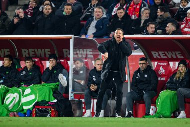 COLOGNE, Almanya - 30 HAZİRAN, 2026 Daniel Bauer - 1. Bundesliga futbol maçı 1. FC Koeln, VfL Wolfsburg 'a karşı. Rhein Enerji Stadyumunda.