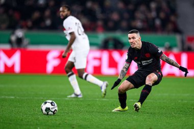 LEVERKUSEN, GERMANY - 3 Şubat 2026: Alejandro Grimaldo, DFB Pokal maçı Bayer 04 Leverkusen ile St. Pauli