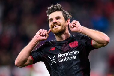 LEVERKUSEN, GERMANY - 3 Şubat 2026: Jonas Hofmann, gol, DFB Pokal maçı Bayer 04 Leverkusen-St. Pauli maçı Bayena 'da