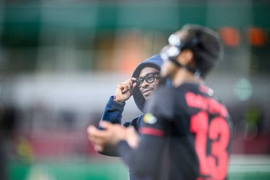 LEVERKUSEN, GERMANY - 3 Şubat 2026: Nathan Tella in Ray-Ban Meta Gen 2, The DFB Pokal match Bayer 04 Leverkusen vs St. Pauli at Bayarena