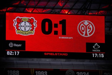LEVERKUSEN, ALMANY - 28 Şubat 2026: - 1.Bundesliga maçı Bayer 04 Leverkusen 1 'e karşı. Bayarena 'da FSV Mainz 05.