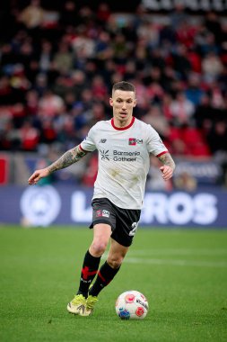 LEVERKUSEN, GERMANY - 28 FEBRUARY, 2026: Alejandro Grimaldo - 1.Bundesliga maçı Bayer 04 Leverkusen - 1. Bayarena 'da FSV Mainz 05.
