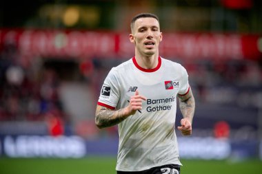 LEVERKUSEN, GERMANY - 28 FEBRUARY, 2026: Alejandro Grimaldo - 1.Bundesliga maçı Bayer 04 Leverkusen - 1. Bayarena 'da FSV Mainz 05.