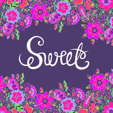 Çiçek vektör çerçevesi. Çiçeklerle kompozisyon