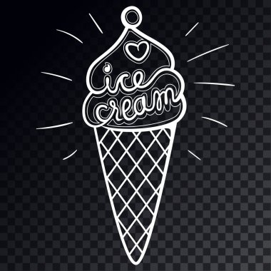 Vektör dondurma şeffaf arka plan ile. Süslü ve sevimli hasta