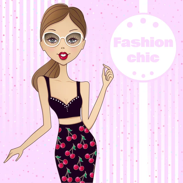 Chica vector de moda. Hermosa mujer — Vector de stock