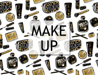 Vektör kozmetik dikişsiz desen. Moda arka plan. 